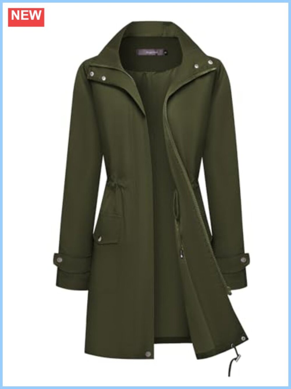 Women's Waterproof Rain Jacket with Hood Long Trench Coat Lightweight